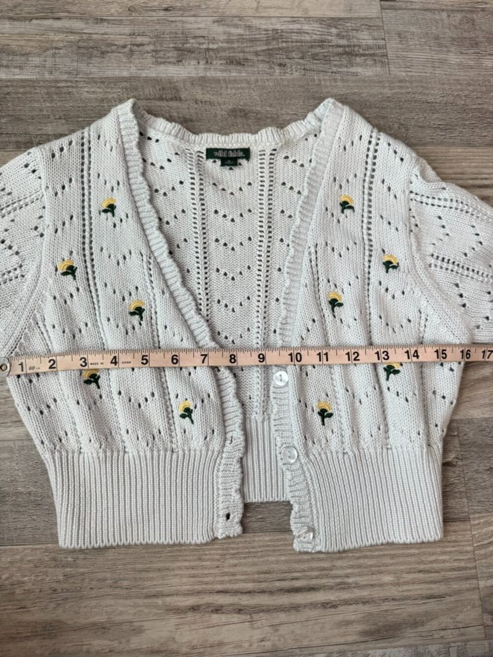 Wild Fable blue floral embroidered crop sweater set cottagecore size medium J26 - Picture 5 of 14